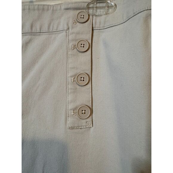 TALBOTS Beige/Ivory Flat Front Side Zip Button Accent Cotton Wide Leg Pa… - Picture 4 of 11